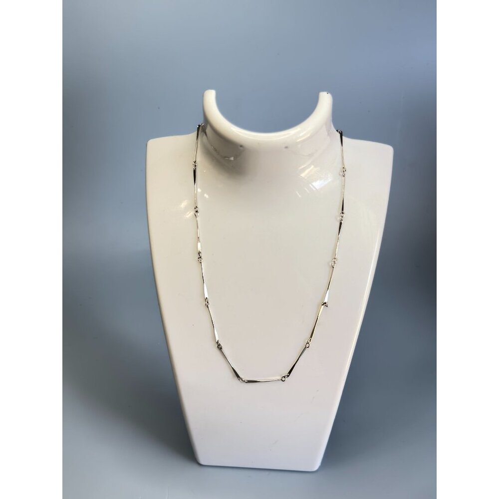 Les Bernard Designer Silver-Tone Geometric Necklace Signed 14 1/2" Elegant Minim - Picture 2 of 4